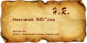 Havranek Rózsa névjegykártya
